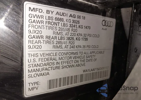 2018 Audi Q7 3.0T Premium z USA, uszkodzony, nr VIN WA1LAAF73JD051727